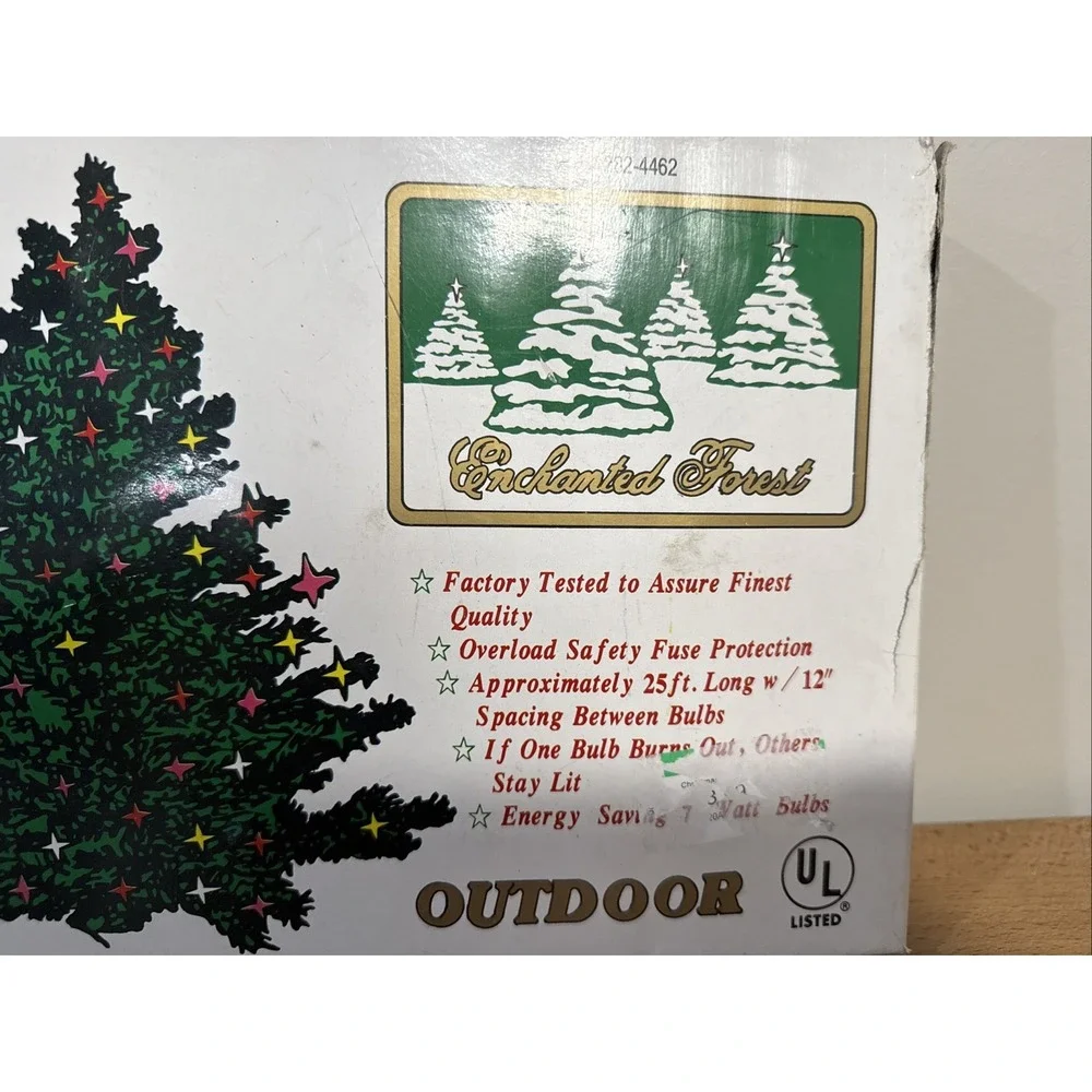 VTG NOS Enchanted Forest Christmas C9 1/4 String Outdoor Lights 25 Blue